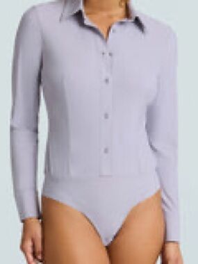 Commando Pale Lavender Button-Front Long-Sleeve Bodysuit